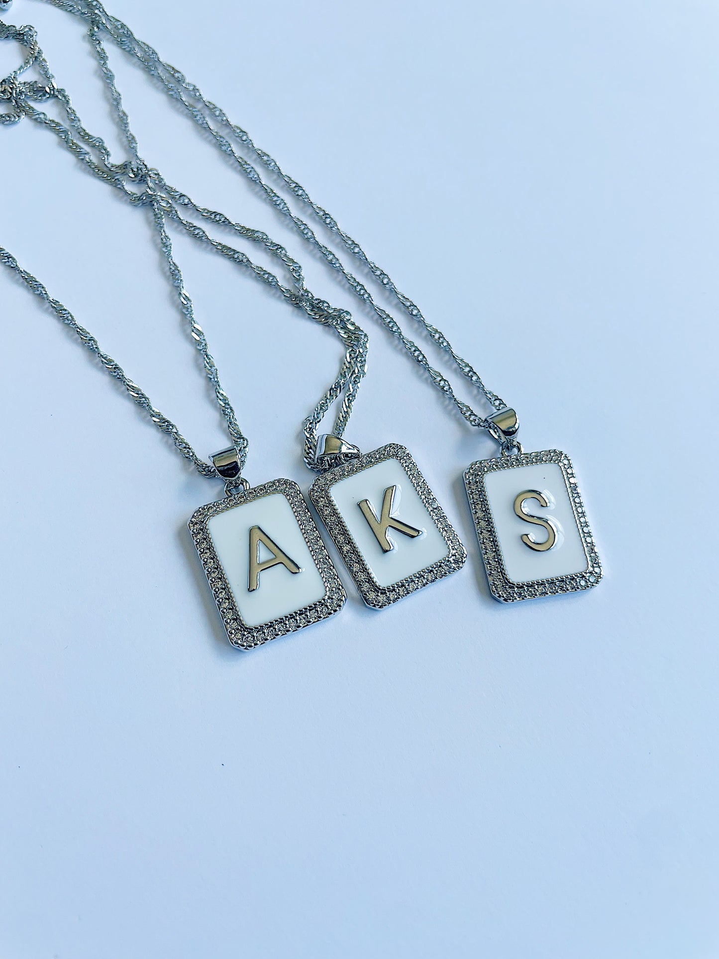 Custom Initial Silver Diamanté Necklace