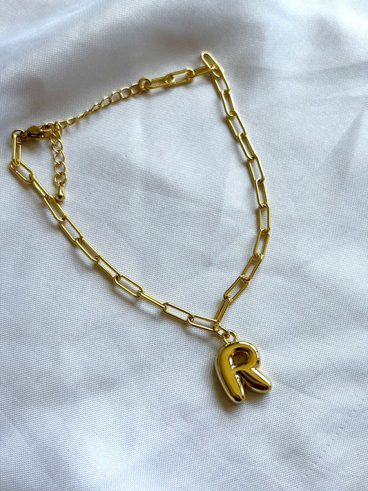 Custom Bubble Initial Gold Filled Bracelet