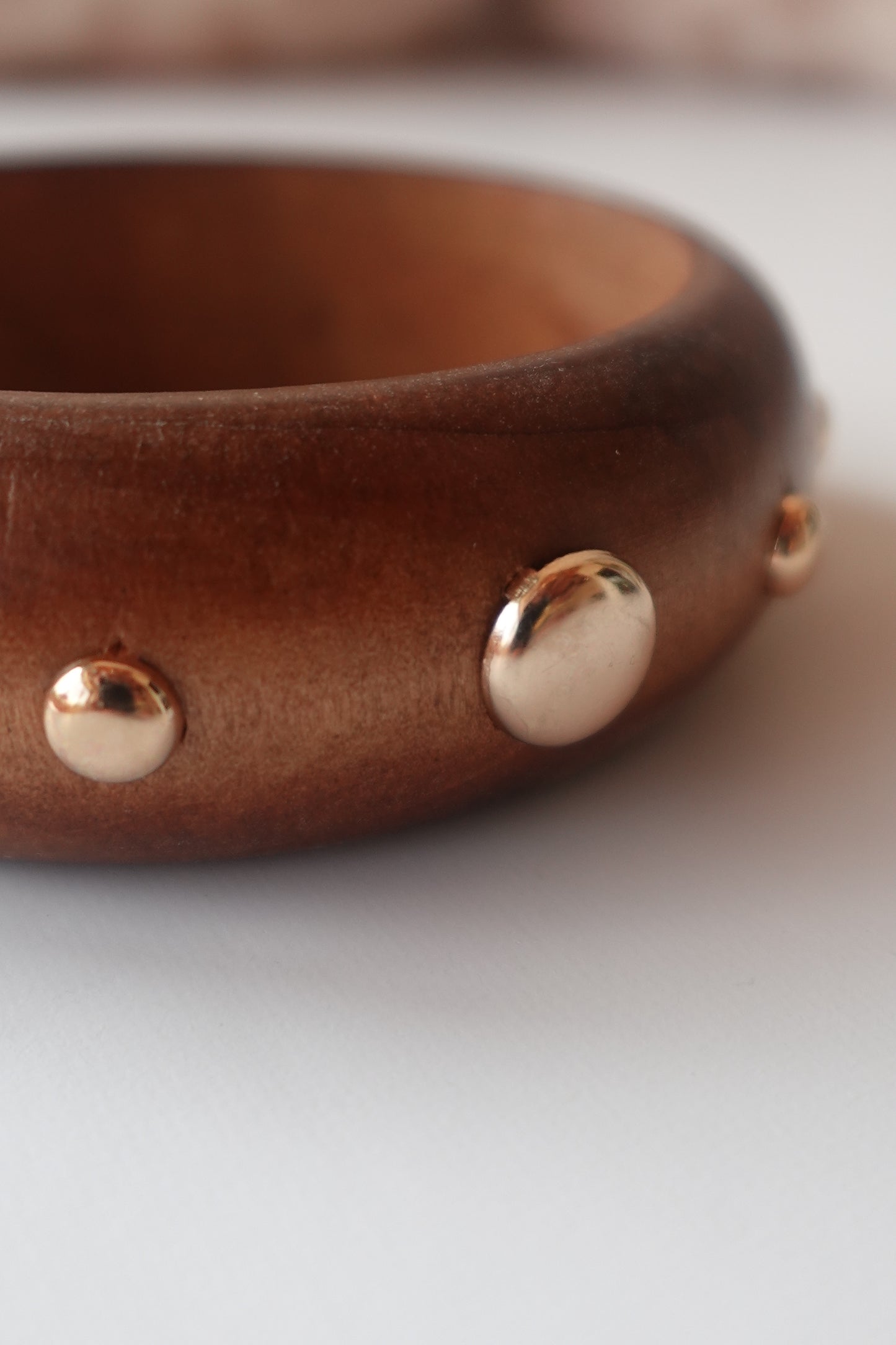 Brown Studded Wooden Bangle