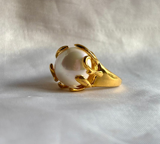 “Marina” Pearl Gold Filled Adjustable Statement Ring