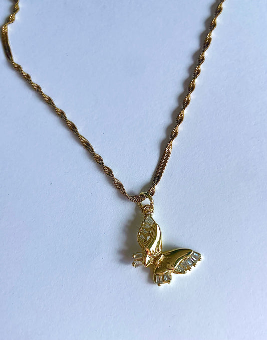 Butterfly Crystal Gold Filled Necklace