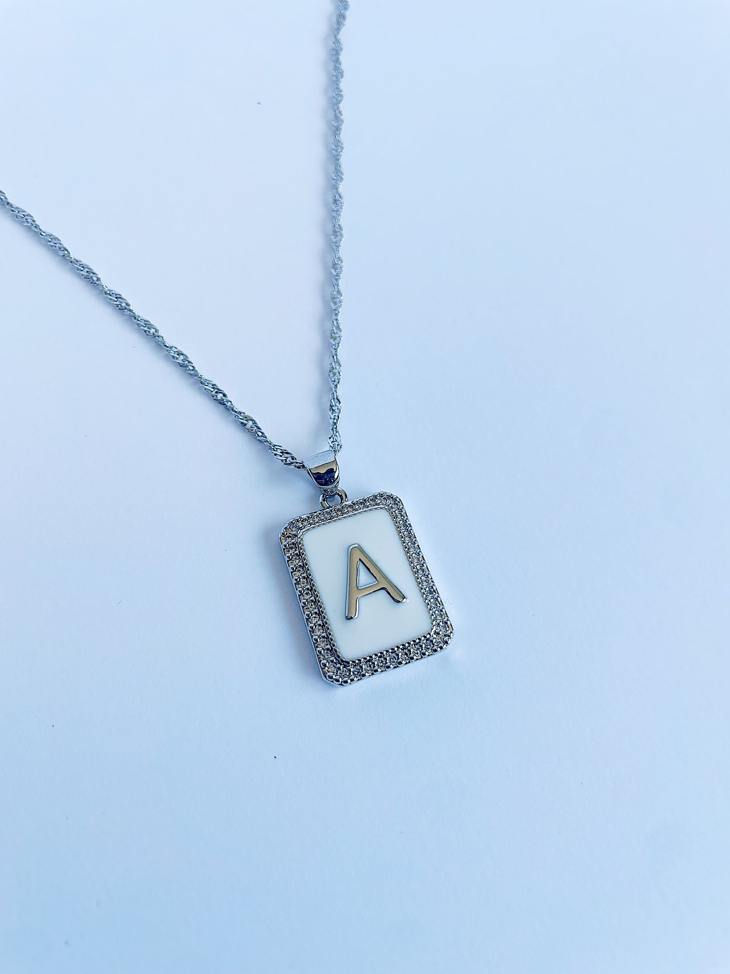 Custom Initial Silver Diamanté Necklace