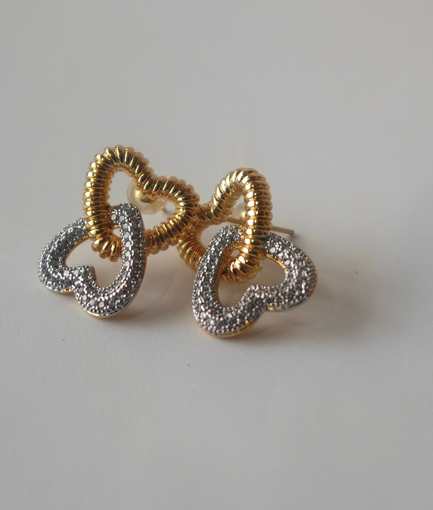 Mixed Metal Enterwined Hearts Gold Filled Earrings