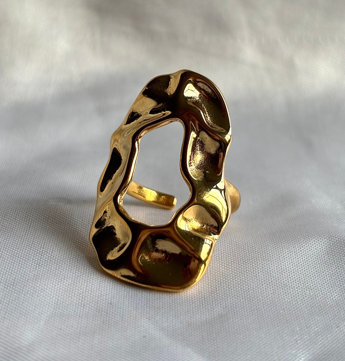 Hammered Statement Gold Filled Adjustable Ring