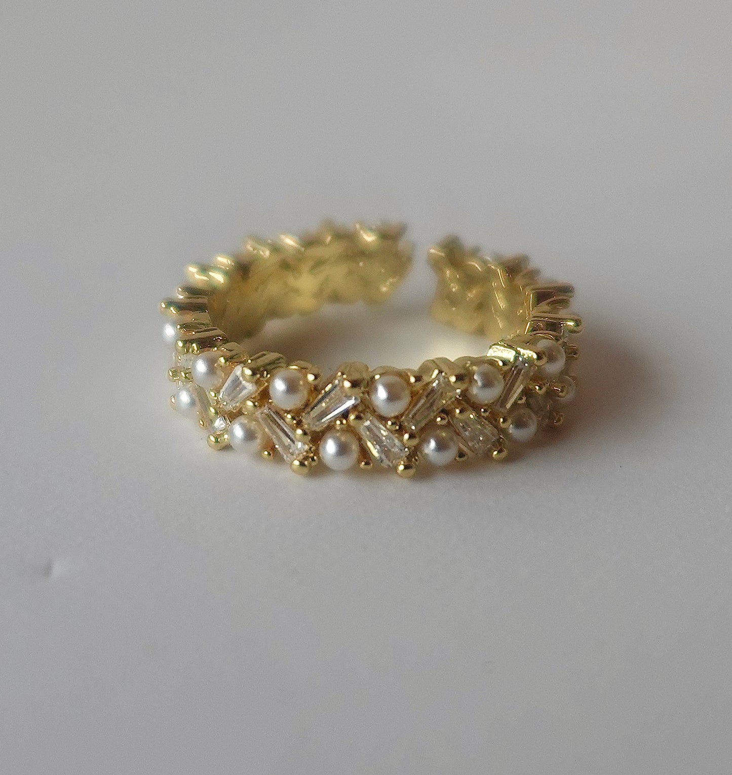 Pearl Gold Filled Adjustable Ring Band