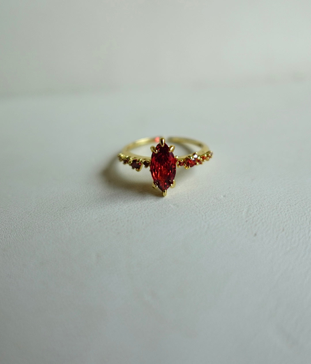 “Lady In Red” Gold Filled Adjustable Ring