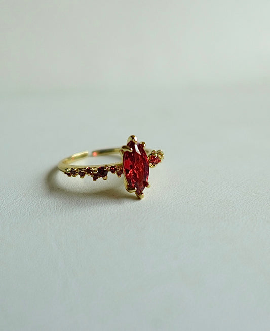 “Lady In Red” Gold Filled Adjustable Ring