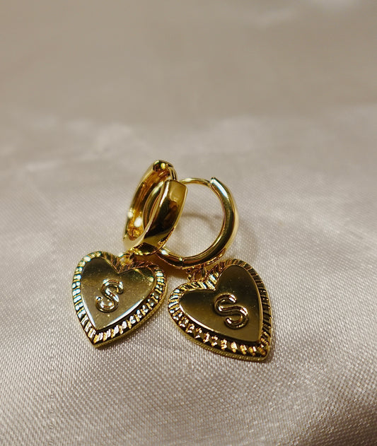 Custom Initial Gold Filled Heart Earrings