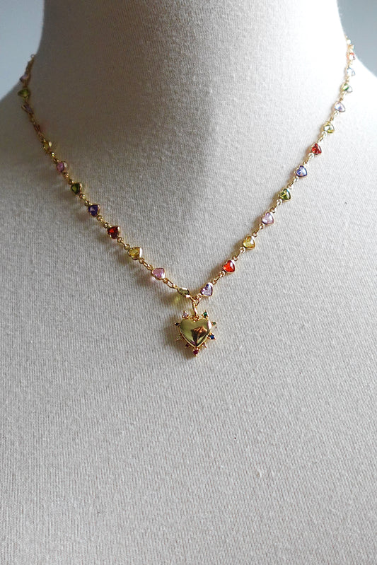 “Summer Lovin” Gold Filled Colorful Heart Necklace