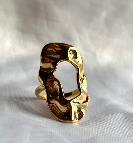 Hammered Statement Gold Filled Adjustable Ring