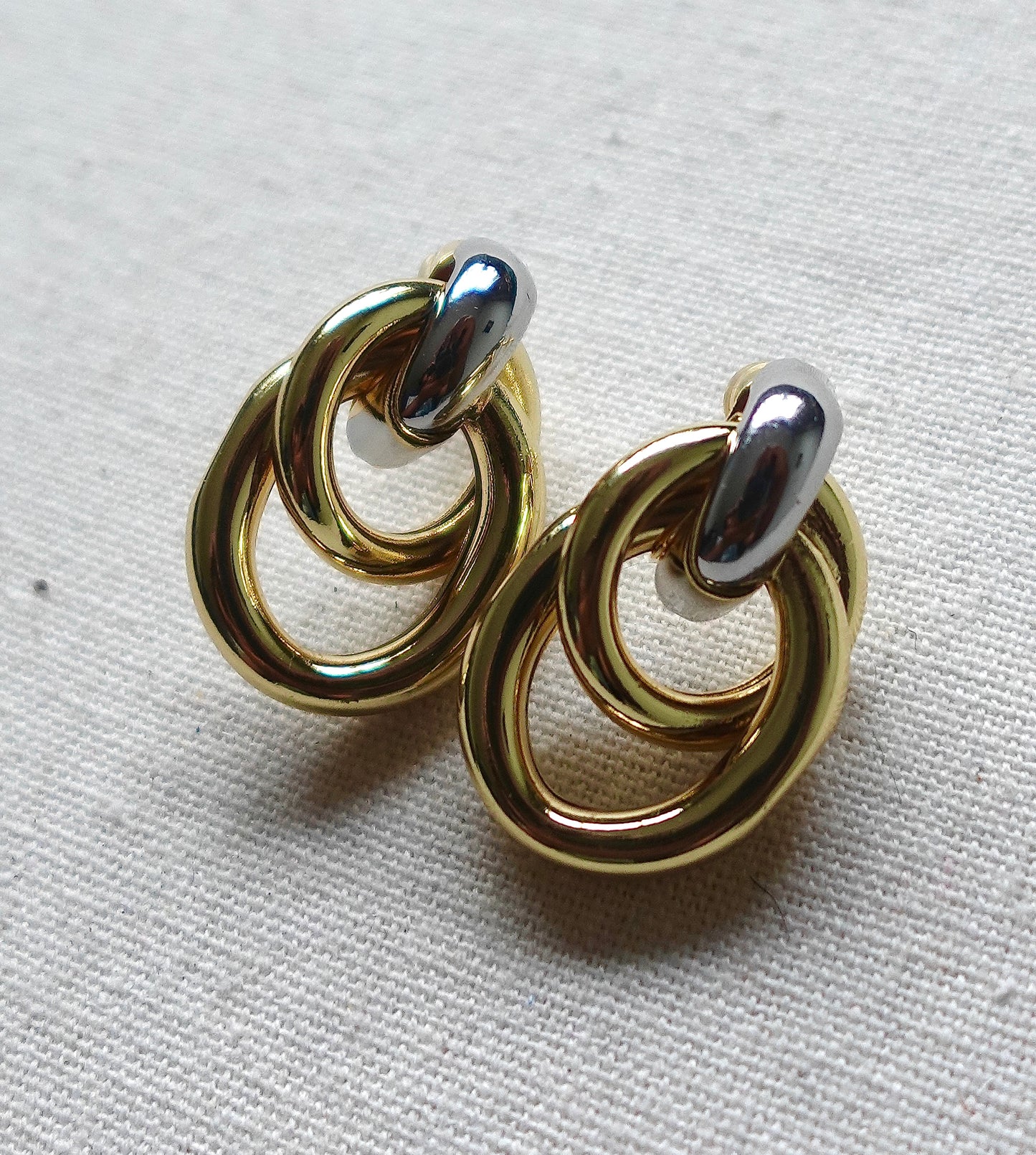 Mixed Metal Loop Earrings