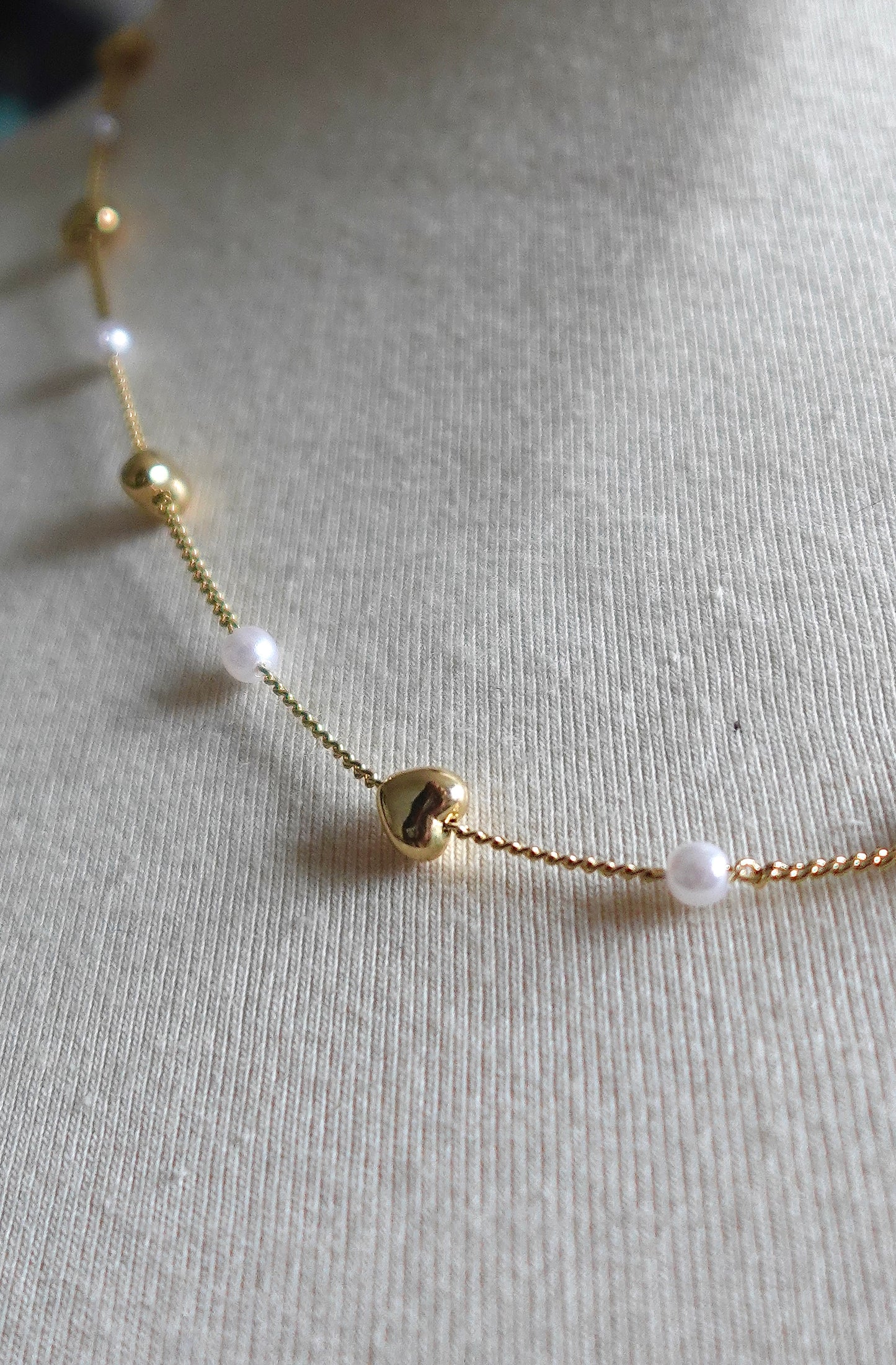 Pearl Heart Adorned Gold Filled Layering Necklace 17”
