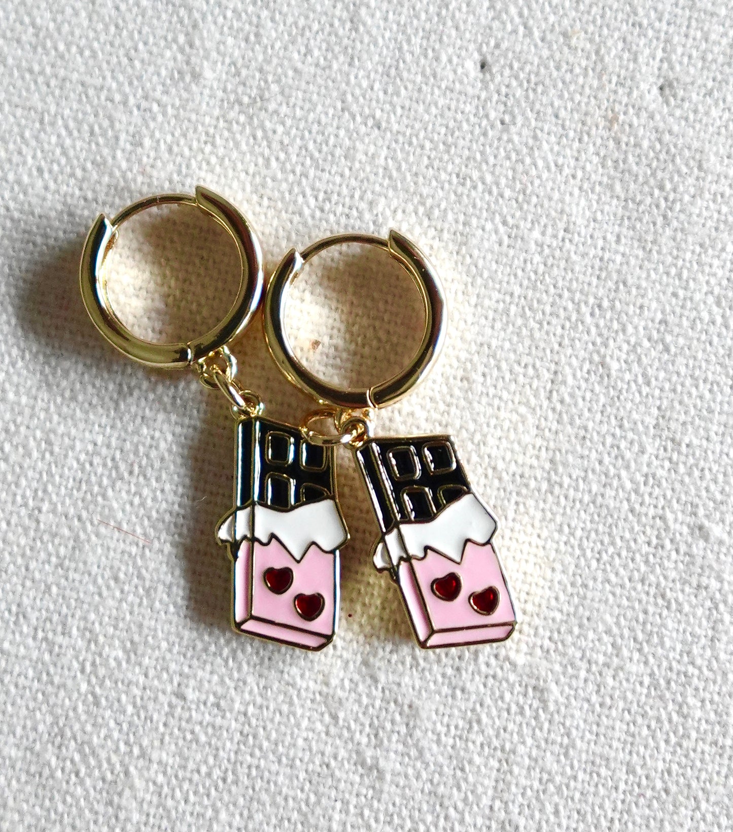 “Cocoa Love” Candy Bar Gold Filled Huggie Earrings