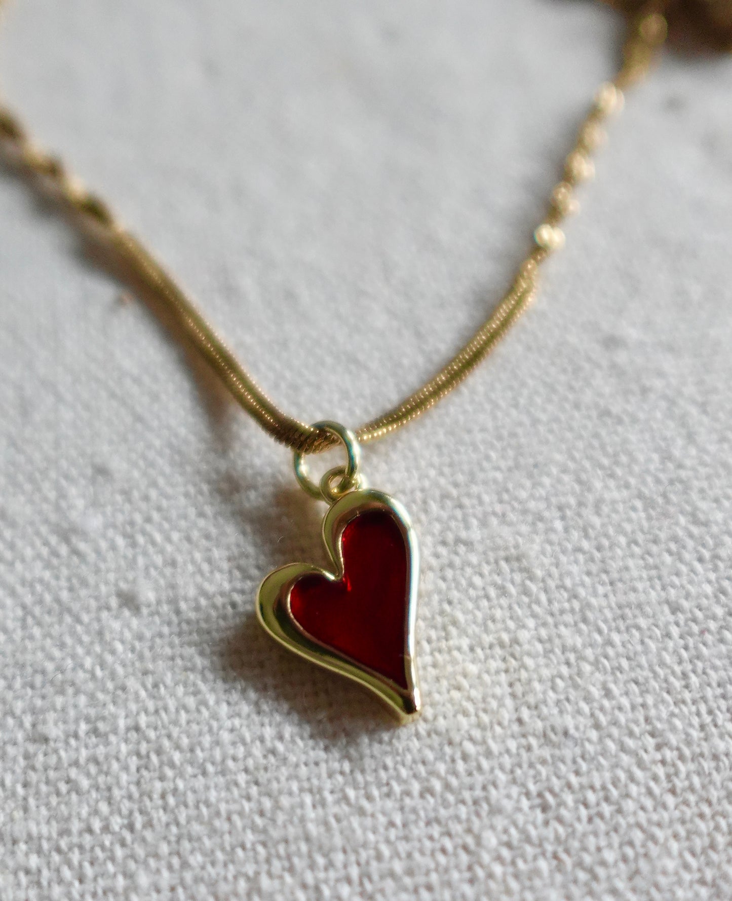 “Cardia” Red Heart Gold Filled Necklace