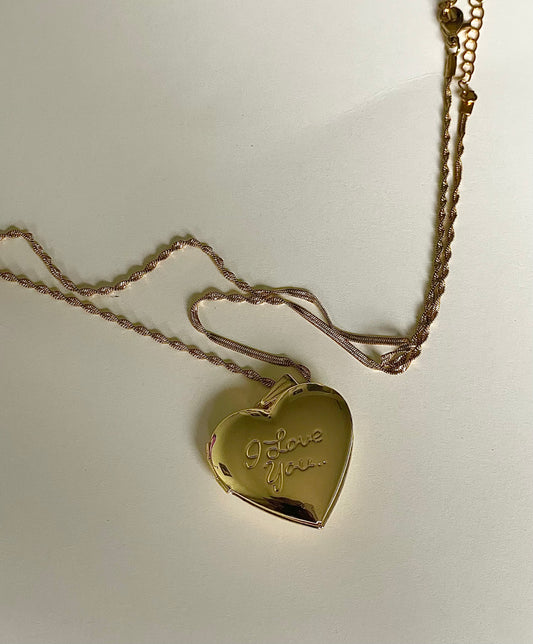 “I Love You” Gold Filled Engraved Heart Locket