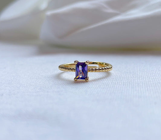 “Princess” Birthstone Gold Filled Adjustable Ring