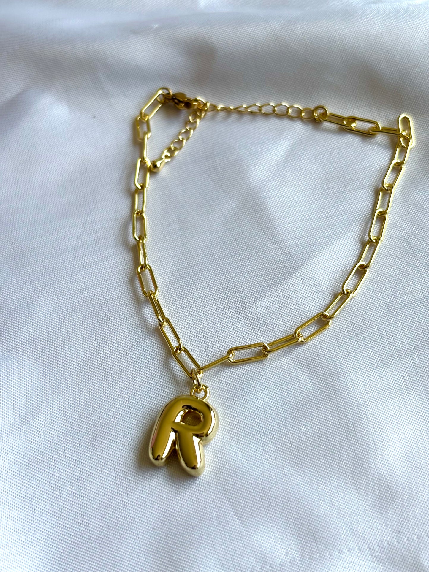 Custom Bubble Initial Gold Filled Bracelet