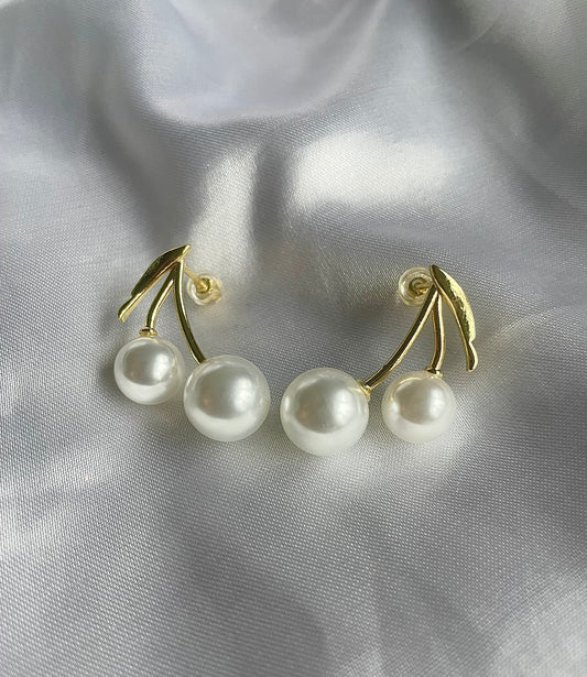 Cherry Pearl Gold Filled Stud Earrings