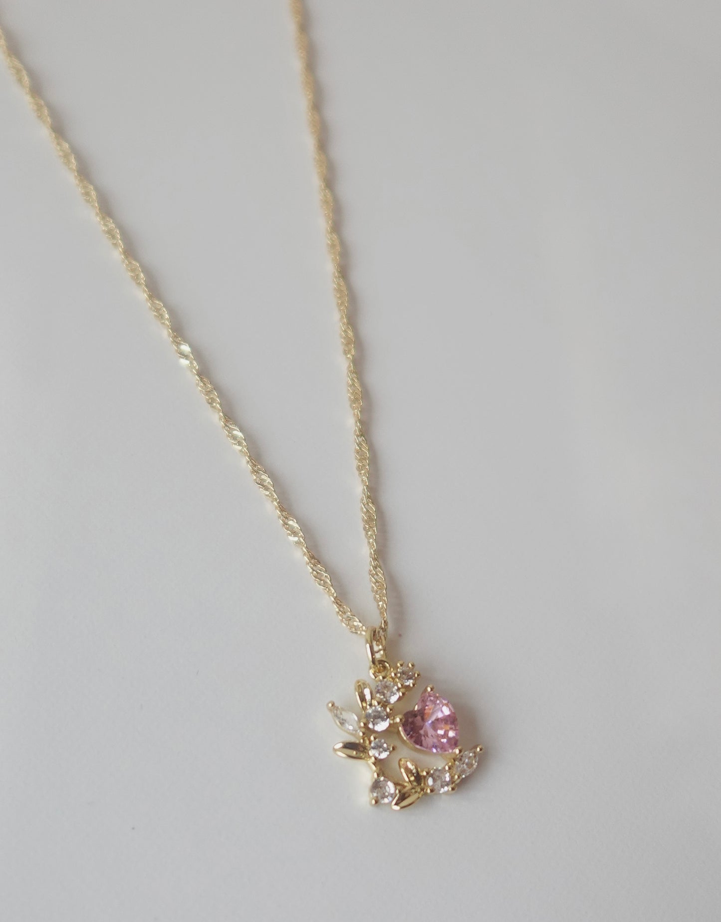 “Moonlight Love” Gold Filled Heart Crescent Necklace