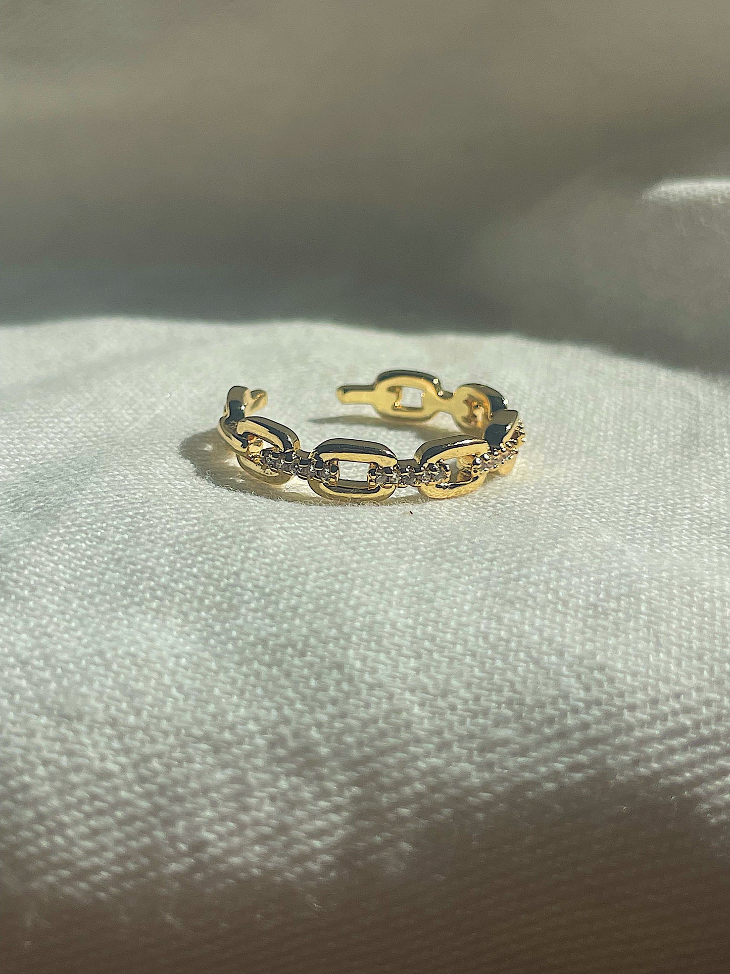 Cuban Chain Link Gold Filled Adjustable Ring