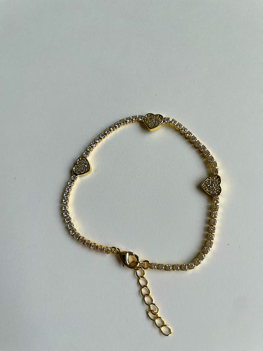 “Pure Heart” Gold Filled Tennis Bracelet