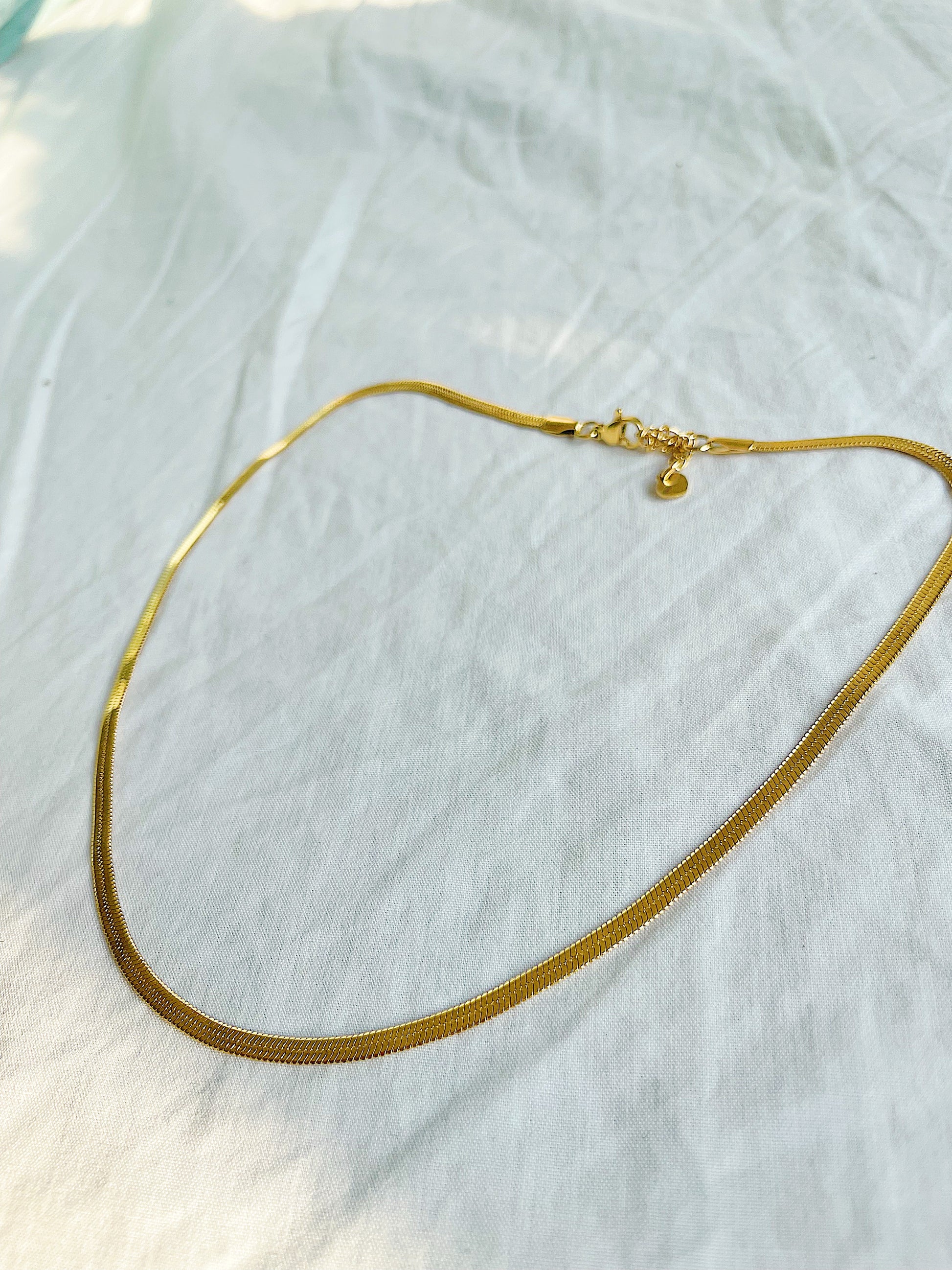 Herringbone 16” Gold Filled Necklace - Serenityy The Brand