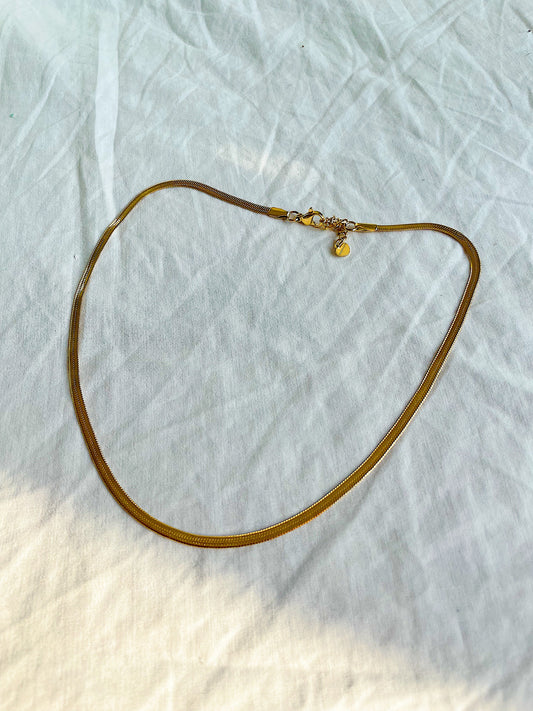 Herringbone 16” Gold Filled Necklace - Serenityy The Brand