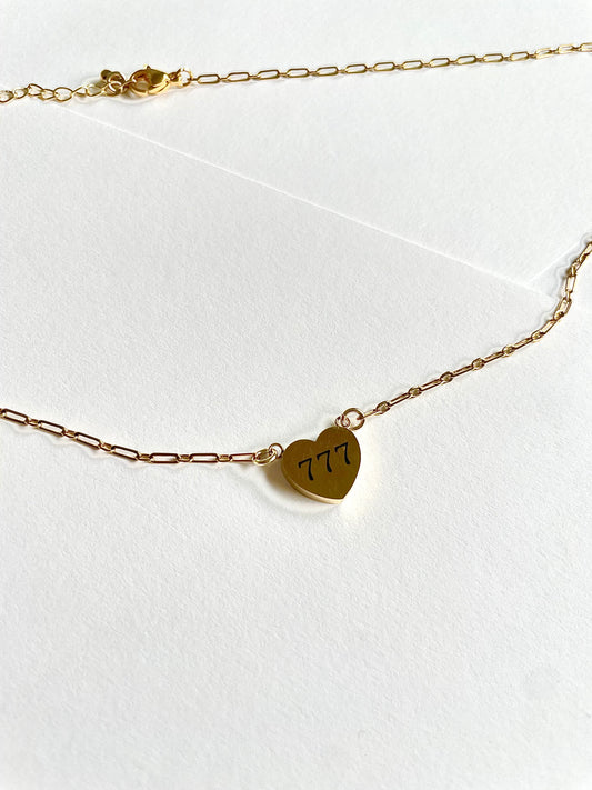 “Such a Lucky Girl” Gold Filled Heart Necklace