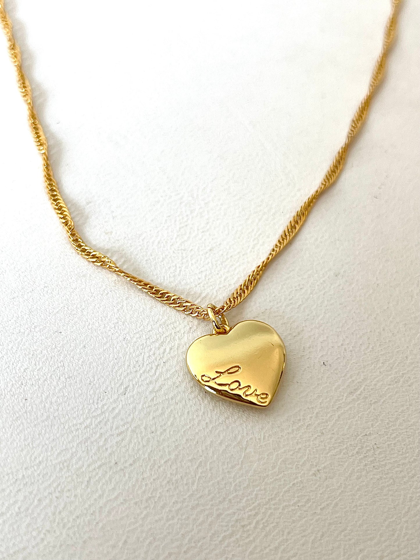 “Forever Love” Gold Filled Heart Cursive Necklace