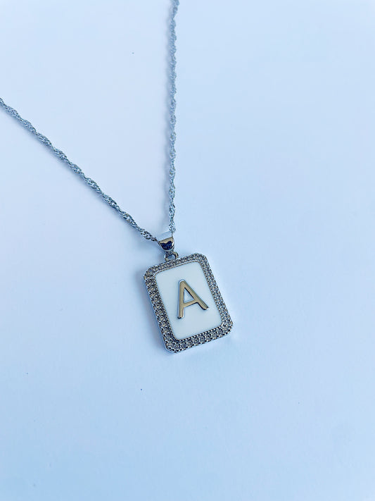 Custom Initial Silver Diamanté Necklace