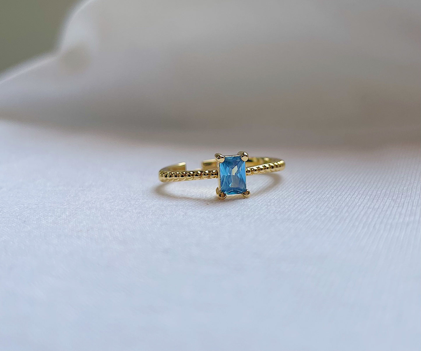“Princess” Birthstone Gold Filled Adjustable Ring