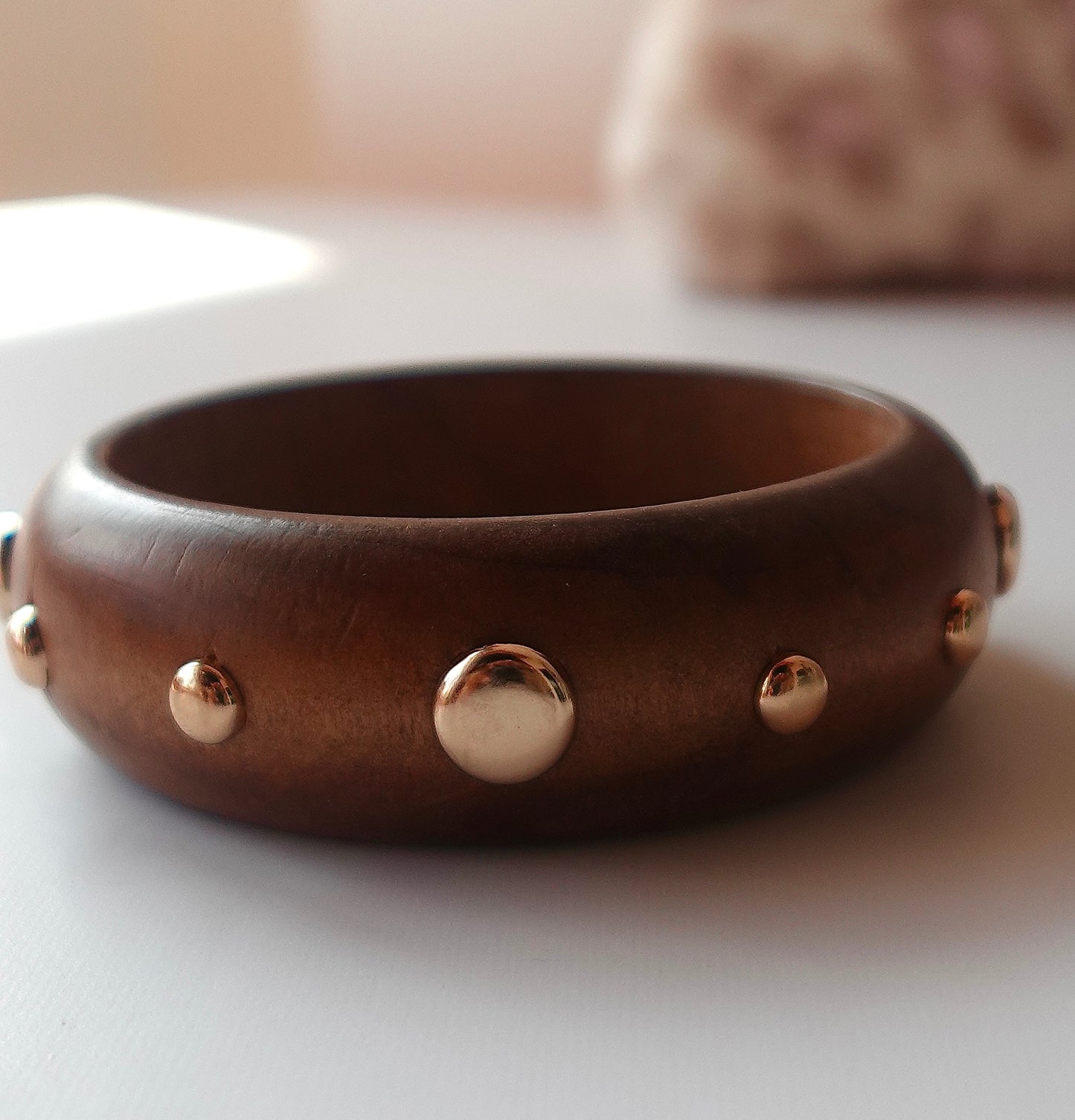 Brown Studded Wooden Bangle