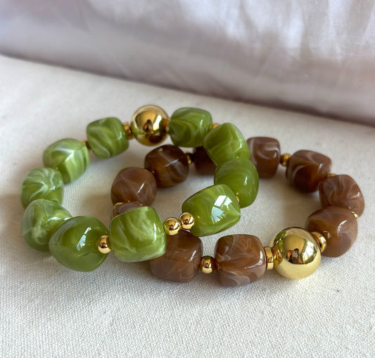 Earth Tone Gold Filled Stone Bracelets