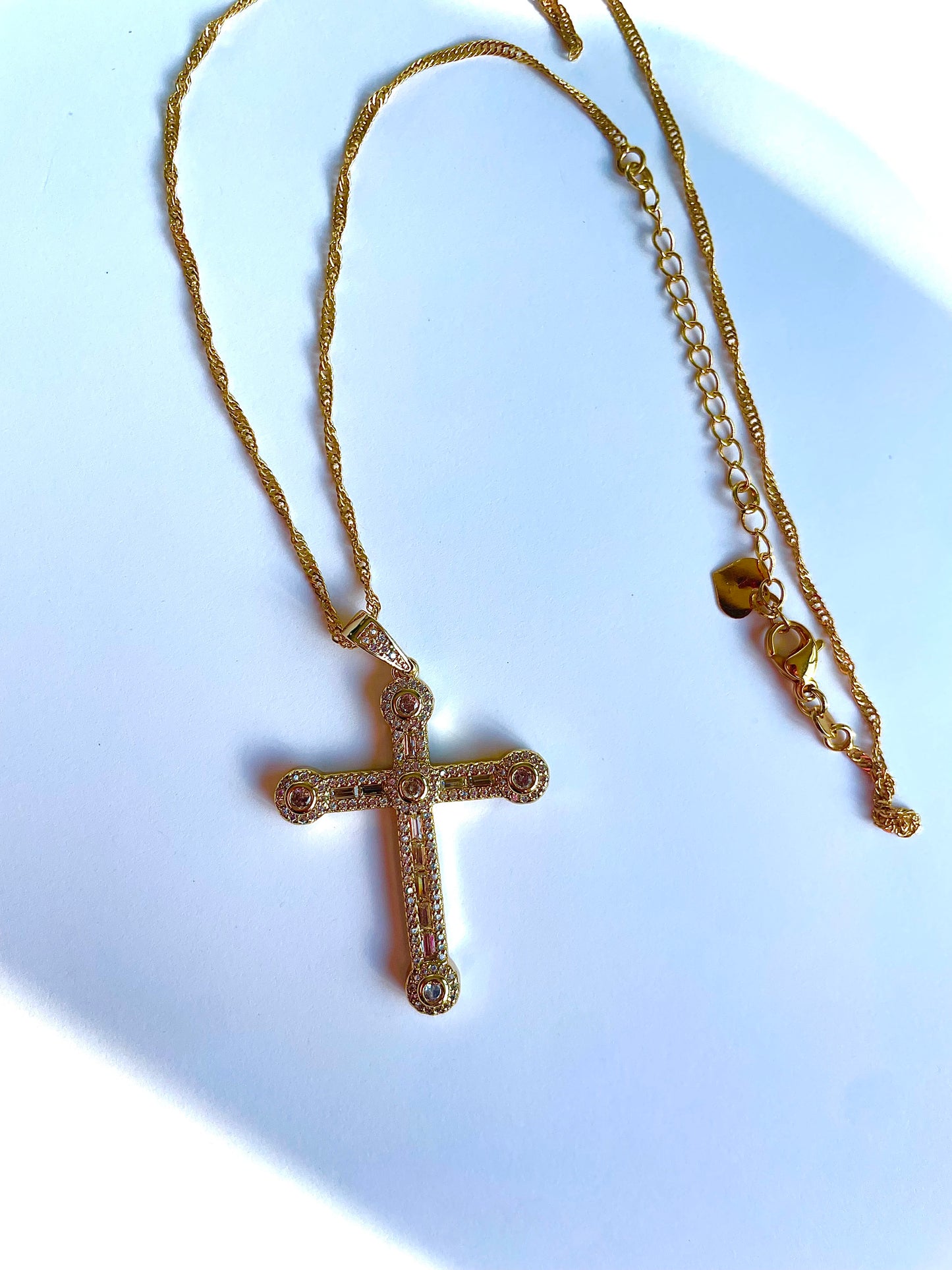 “Eva” 20in. Long Gold Filled Cross Necklace