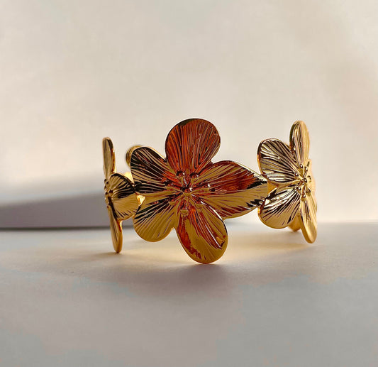 Floral Gold Filled Bangle Bracelet