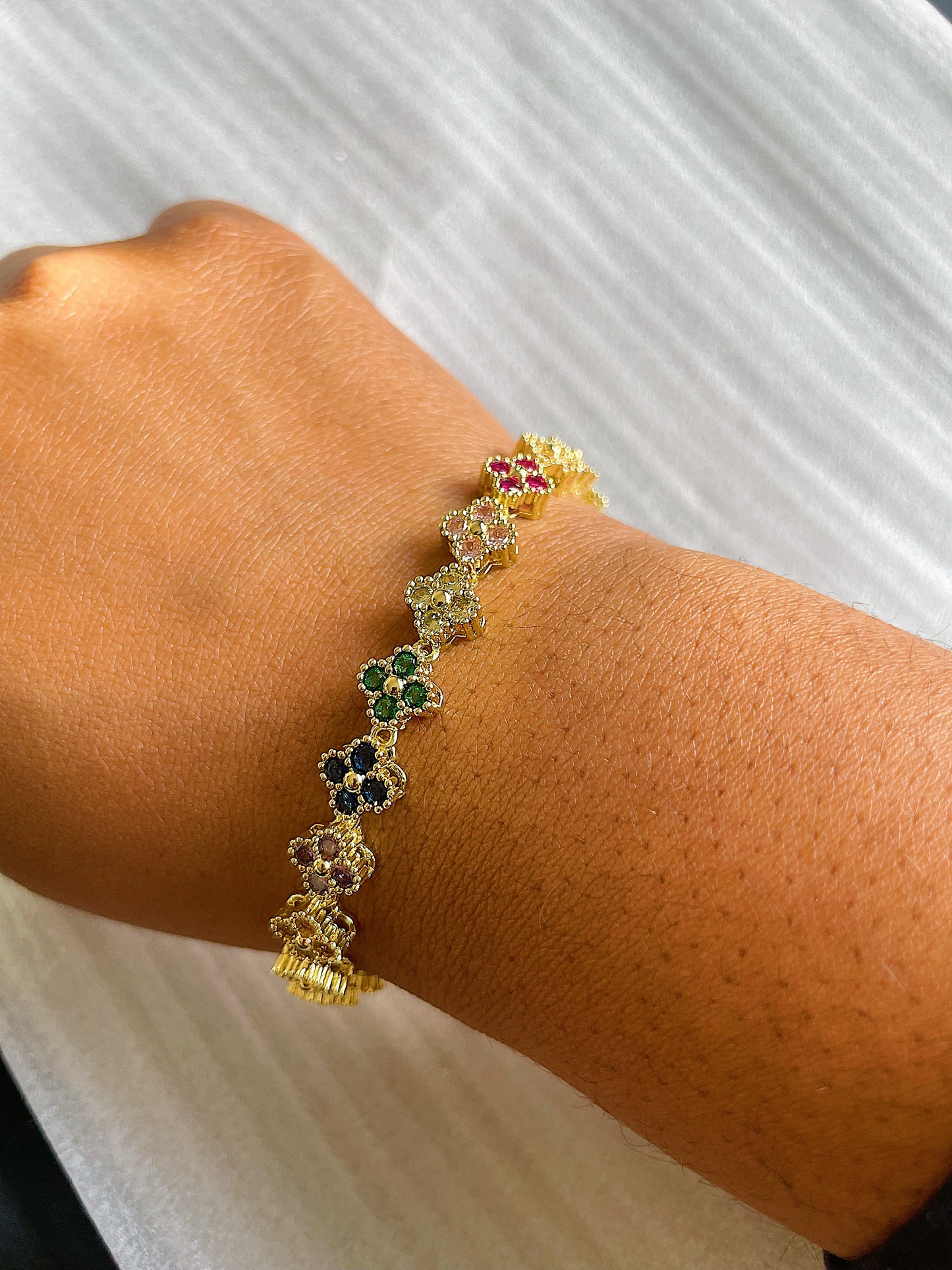 “Summer Garden”Gold Filled Floral Bracelet