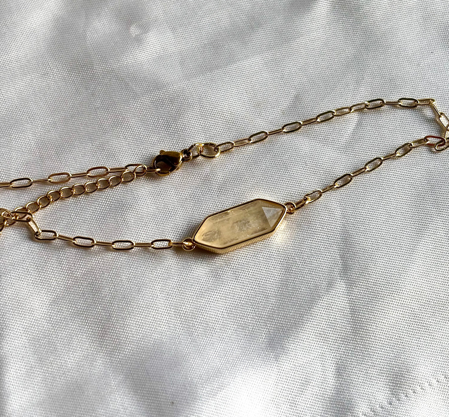 Quartz Crystal Gold Filled Adjustable Anklet