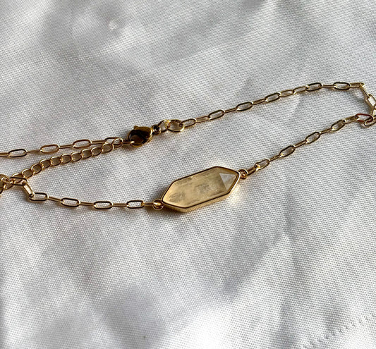 Quartz Crystal Gold Filled Adjustable Anklet