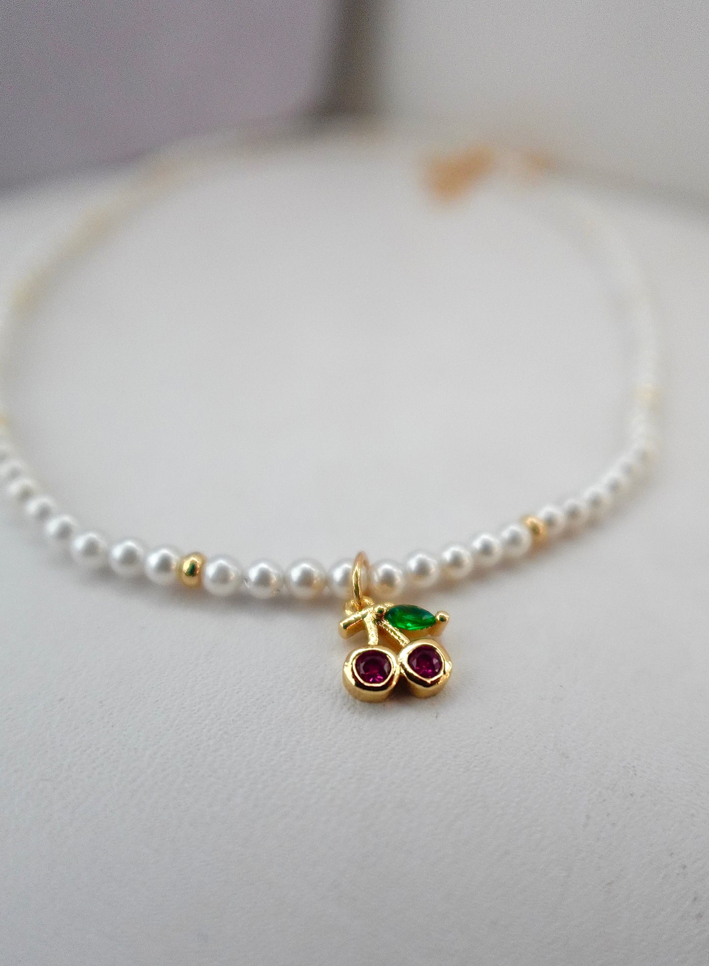 “Cherry Pie” Gold Filled Pearl Necklace