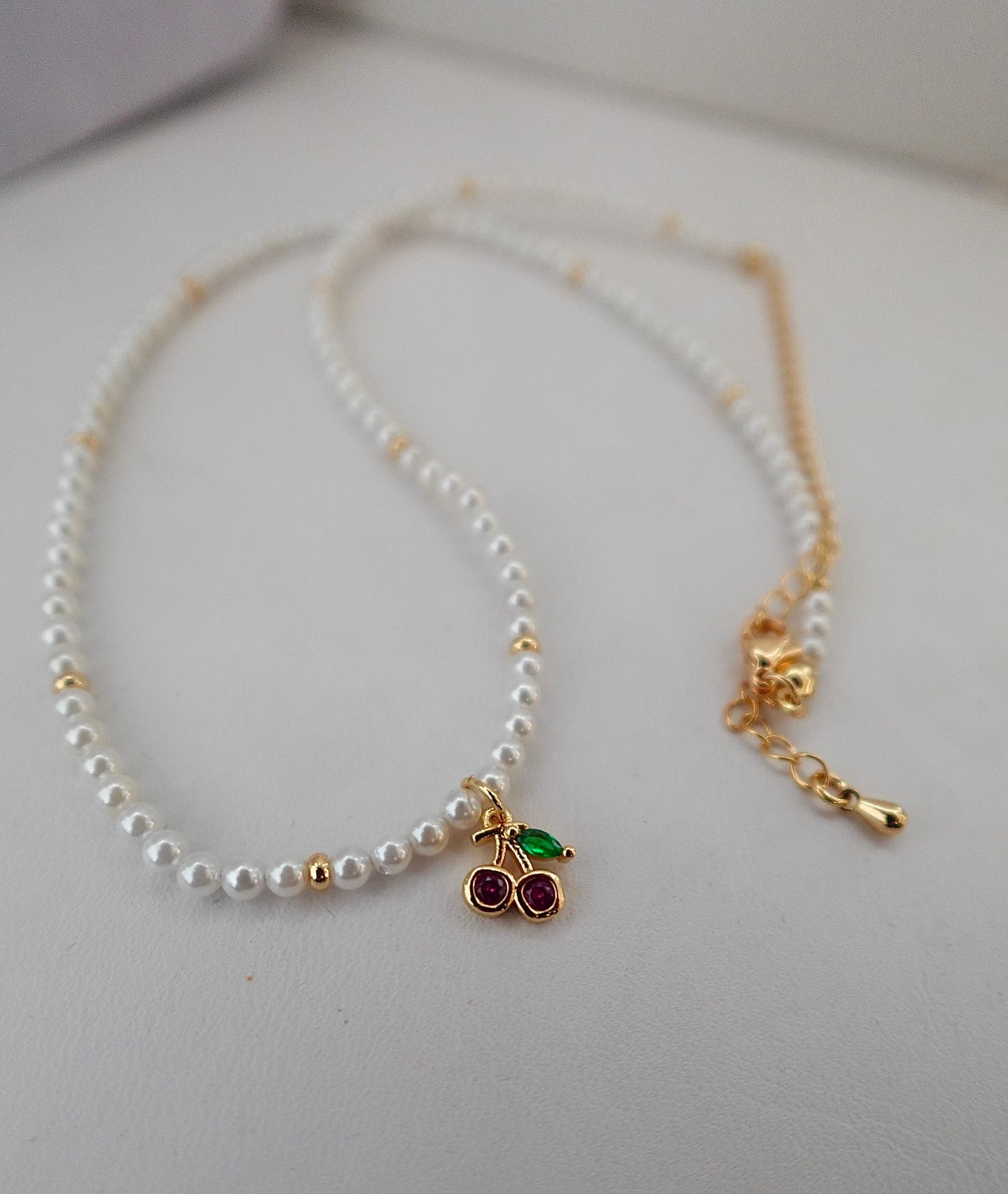 “Cherry Pie” Gold Filled Pearl Necklace