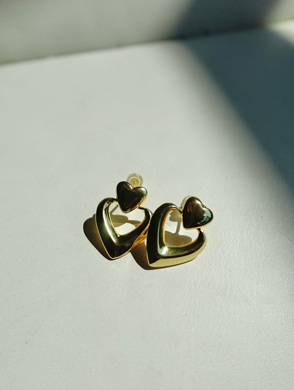 “Soft Girl” Baby Heart Gold Filled Drop Earrings