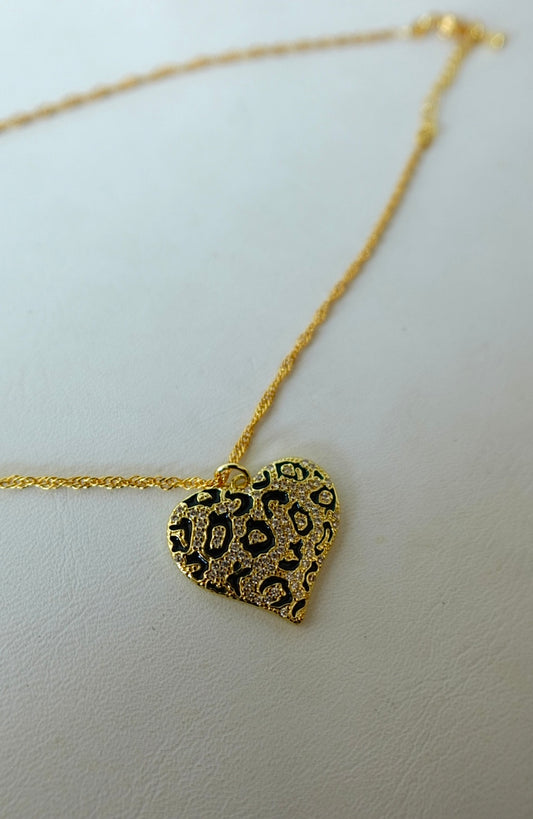 “Y2K Love” Gold Filled Leopard Heart Necklace