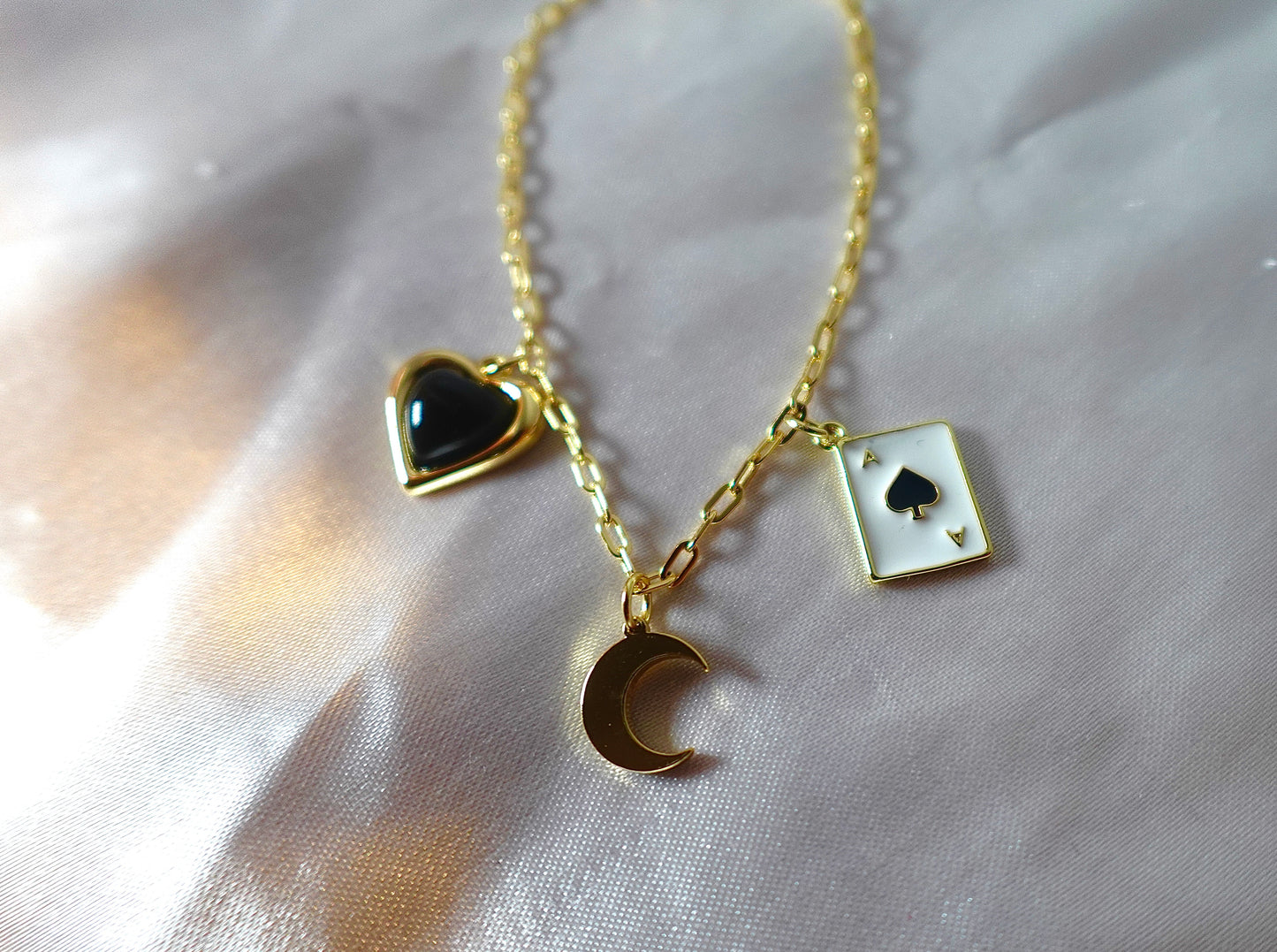 “Night of Spades” Gold Filled Charm Bracelet