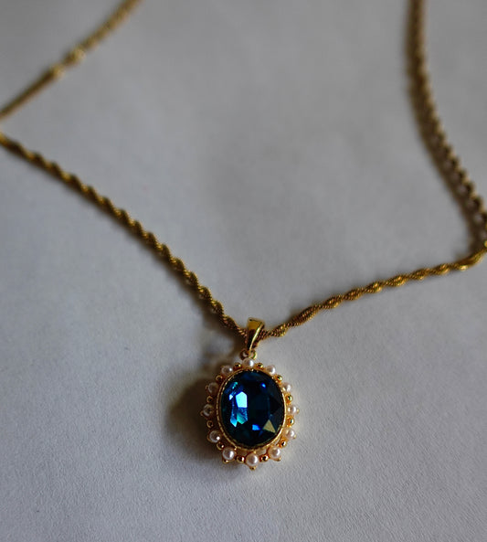 Royal Sapphire Gold Filled Pearl Necklace