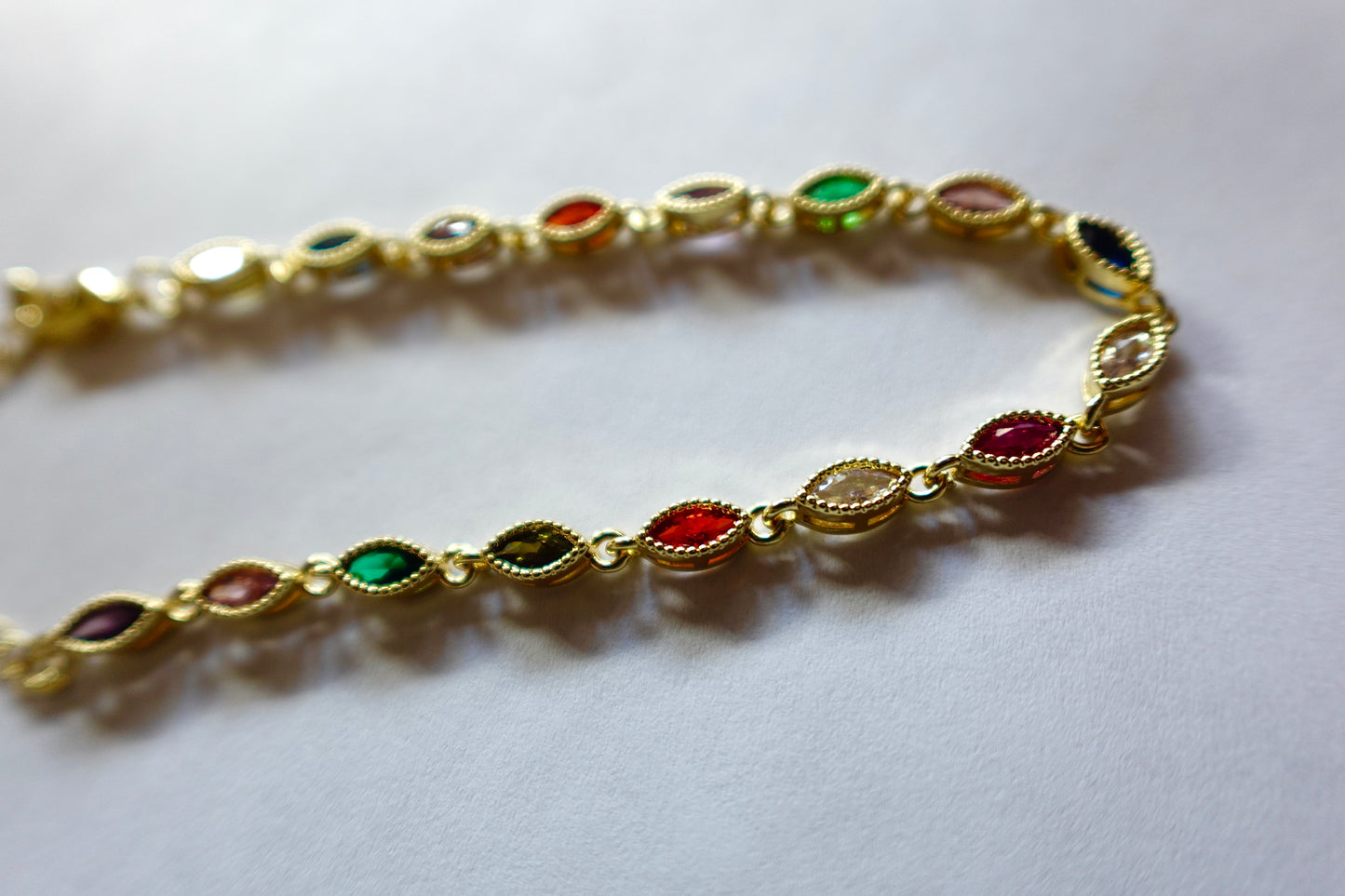 Multicolor Gem Gold Filled Bracelet