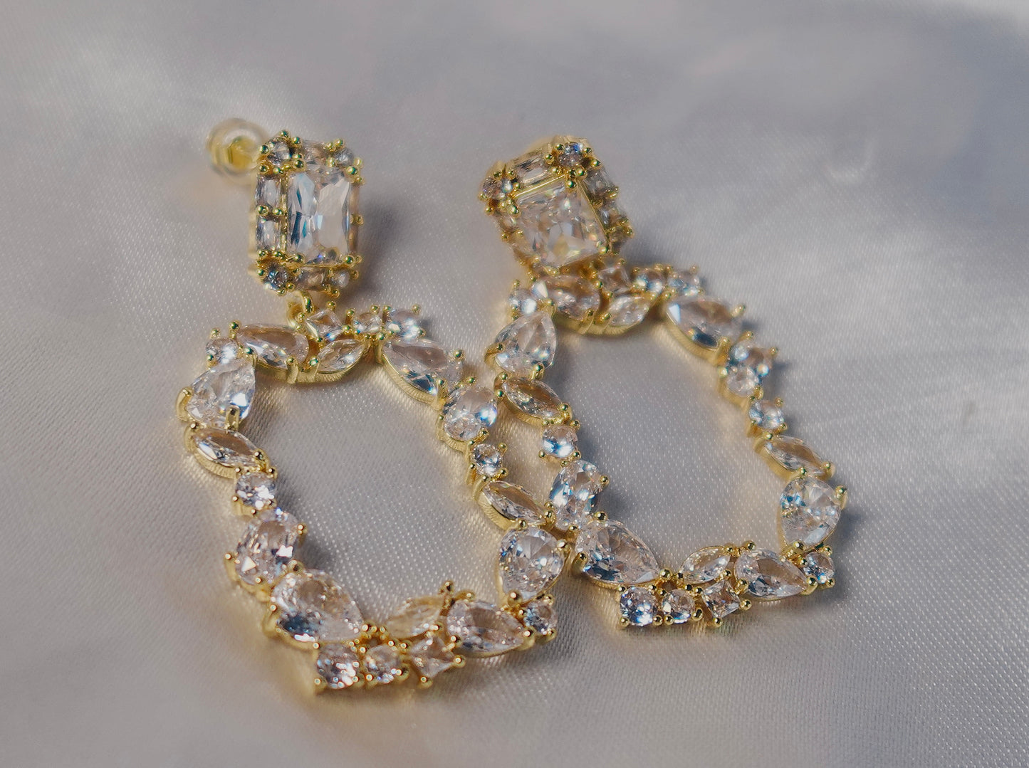 “Diana” Gold Filled Clear Baguette Earrings