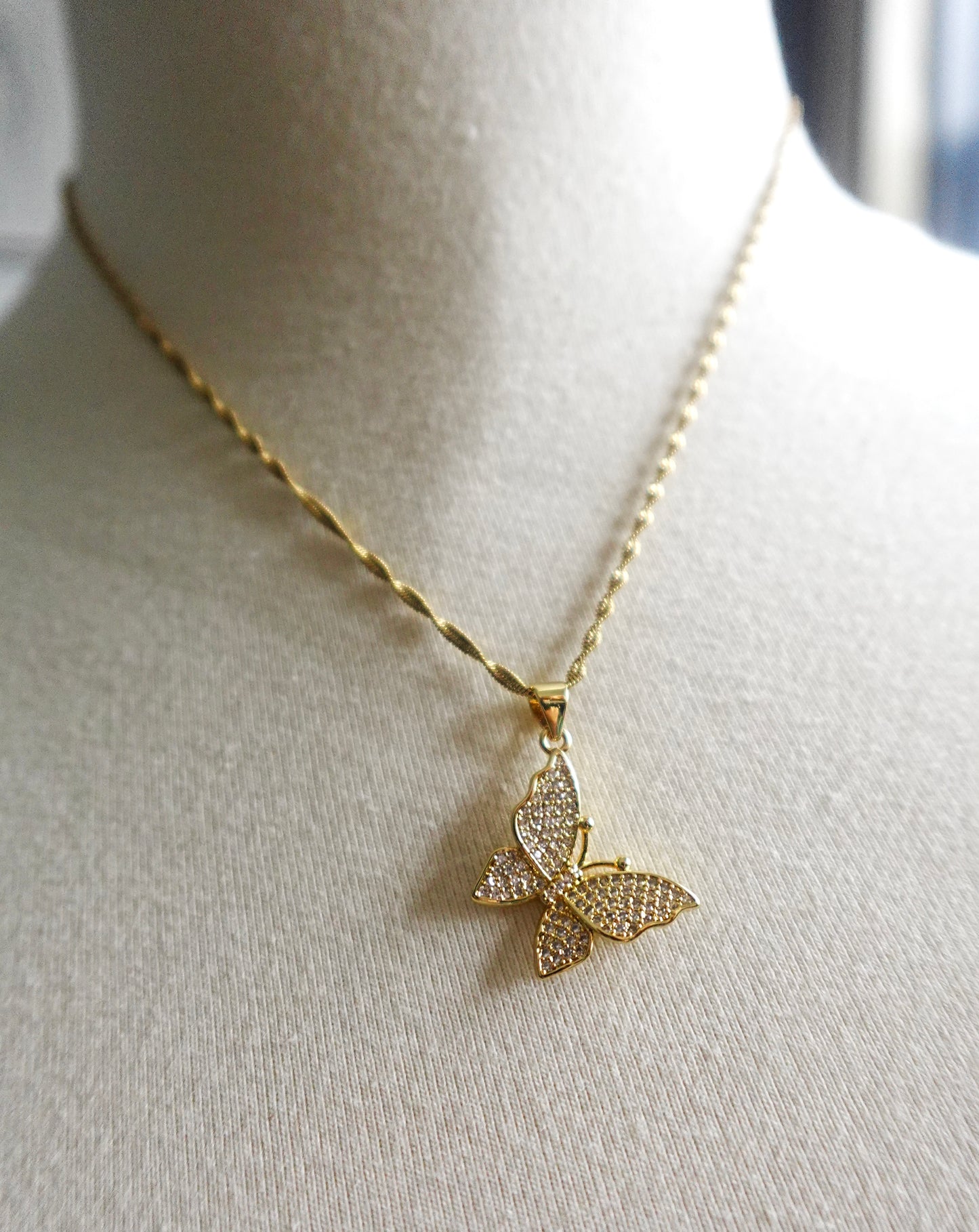 Gold Filled Butterfly Necklace