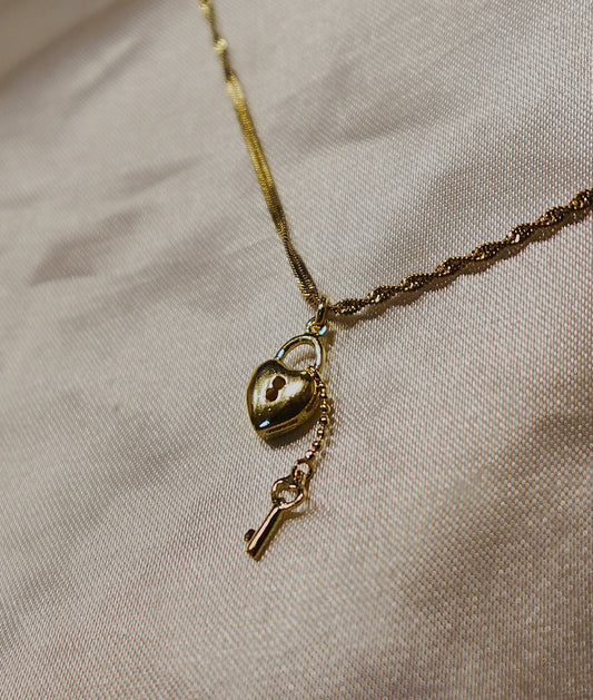 "Locked In" Heart and Key Gold Filled Necklace