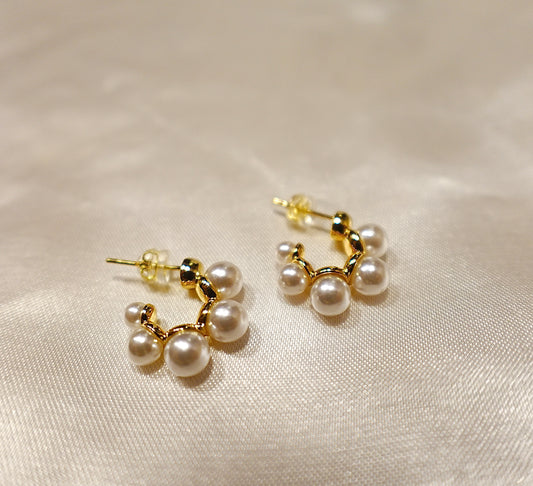 Bubble Pearl Gold Filled Huggie Earrings