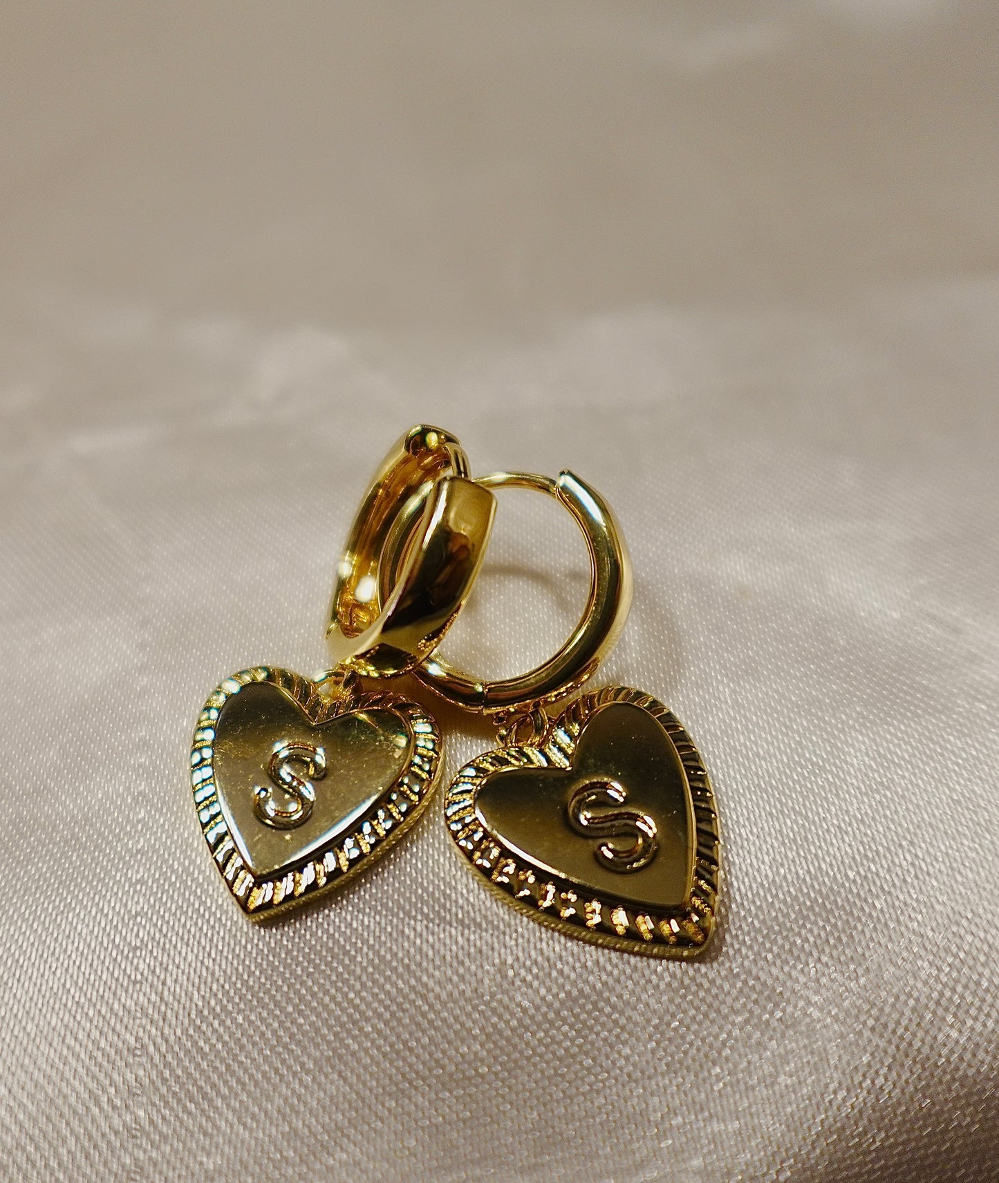 Initial Gold Filled Heart Earrings